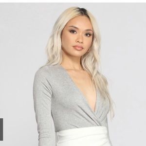 Grey wrap bodysuit from Windsor